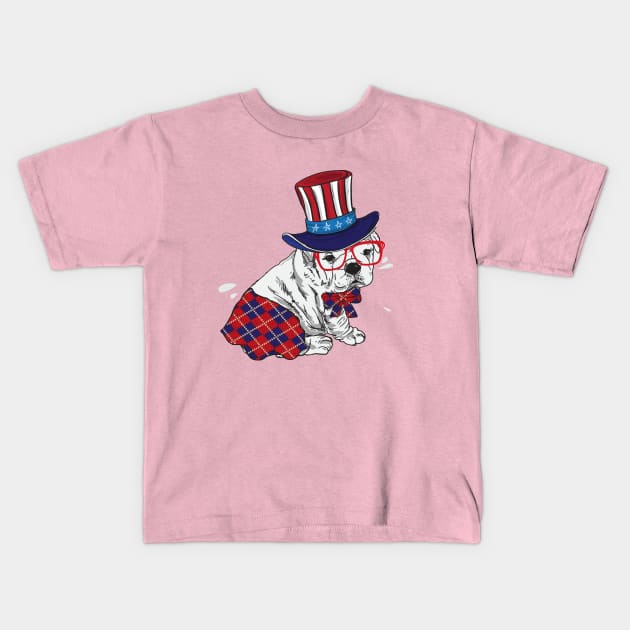 American Puppy Kids T-Shirt by Skidipap